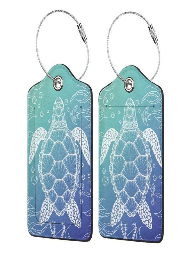 Vridoyt 2 Pack Sea Turtle Luggage Tag for Suitcases, Cute Turtle Theme Party Decorations Leather Tags, Cruise Ship Essential Travel Unique Gift for Men Women Couples Lover, Funny Christmas Birthday Gifts - Image 4